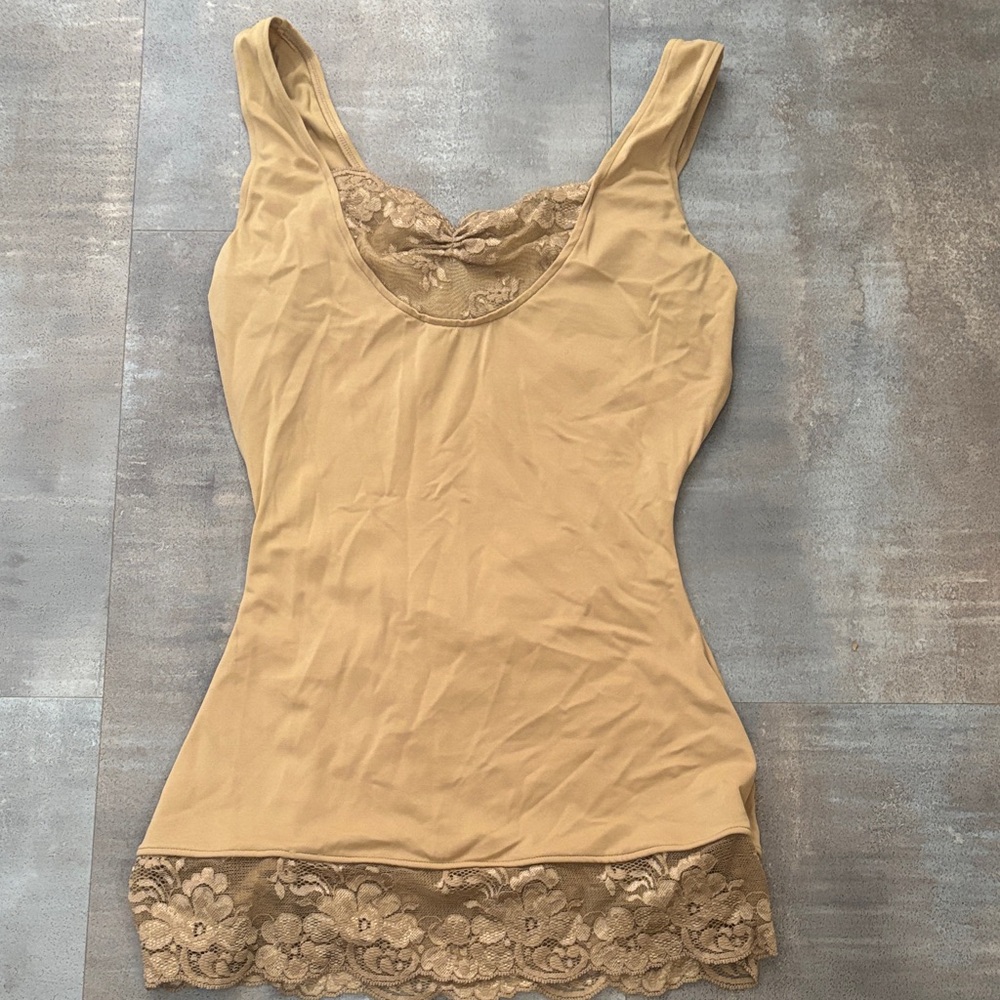 Love Your Assets Beige Shapewear Camisole with Lace Trim size large